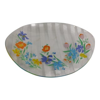 1970s Heinrich & Co. Clear Glass Oval Serving Tray in Primavera For Sale