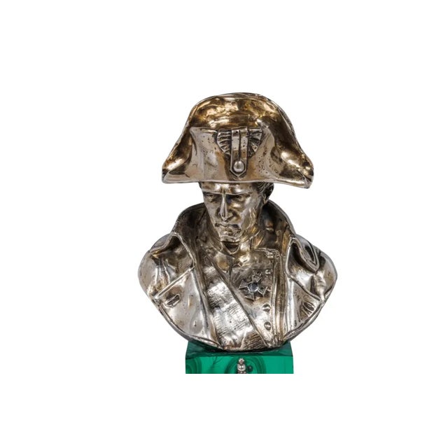 An Exquisite French Silver and Malachite Bust of Napoleon, by Emile Pinedo For Sale - Image 9 of 9