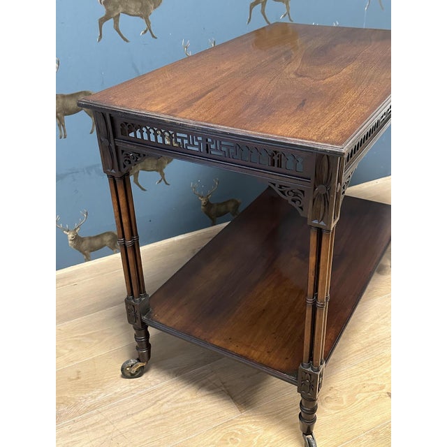 Wood Antique Victorian Trolley in Mahogany, 1890s For Sale - Image 7 of 12