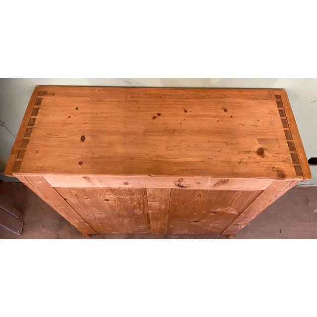 English Antique Pine 2 Door Storage Cupboard With Shelves and Original Key From England - Circa 1890 For Sale - Image 3 of 11