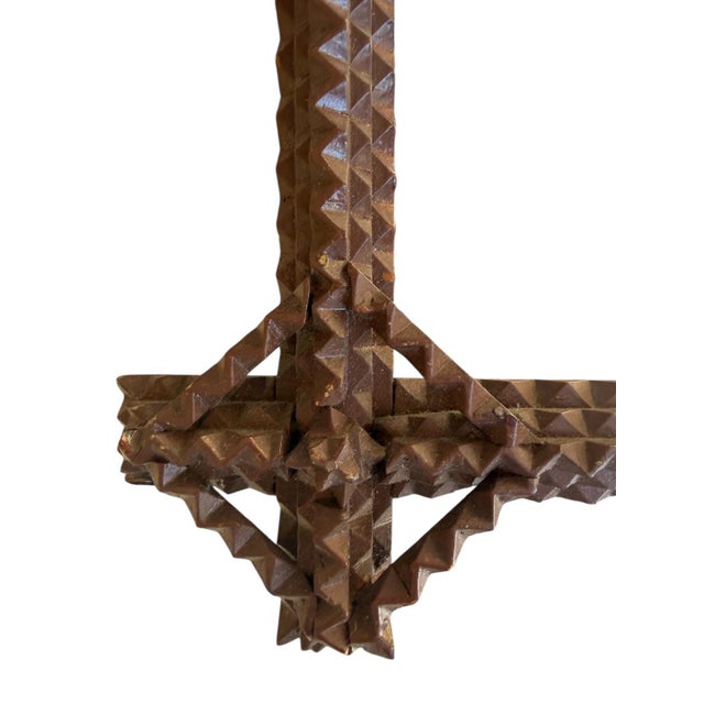 Tramp art frame found in Austria. 23.5h" x 18.5w" outside 16.75h" x 12.25W" inside I have another frame listed the same...