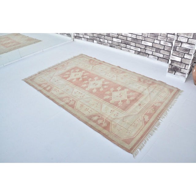 Handmade wool carpet in Turkish Anatolia , Vintage Oushak Rug,Turkish Vintage Anatolian Rug, Handmade wool Rug . One Of...