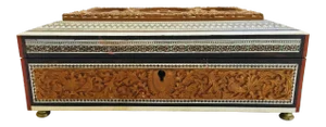19th Century Anglo-Indian Jewelry Box With Lidded Compartments