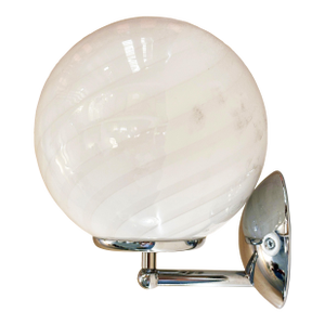 Contemporary Milky-White Swirl Murano Glass Wall Sconce