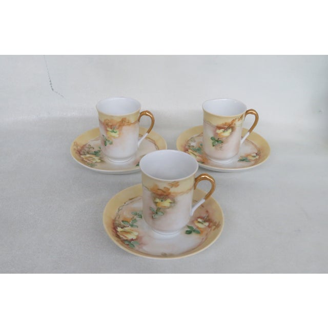 Austria W Porcelain Set of 3 Coffee Espresso Cups and Saucers For Sale In Miami - Image 6 of 12