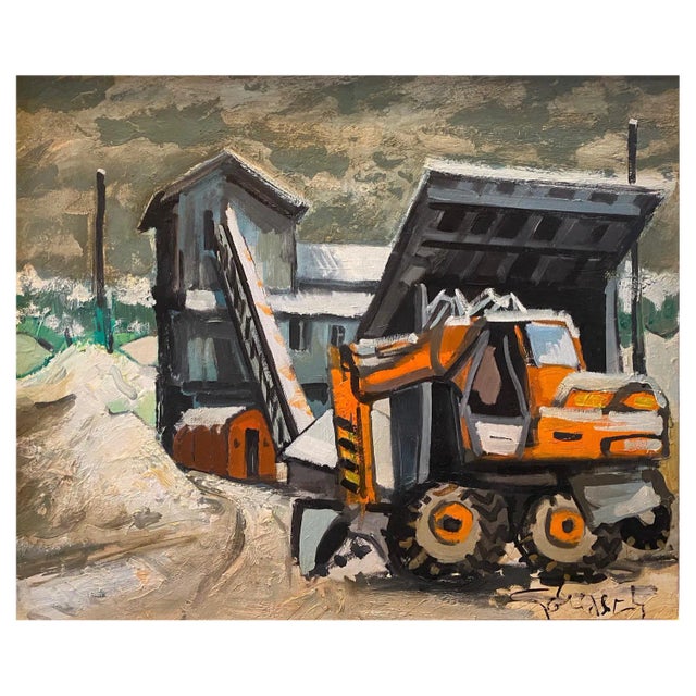 William Goliasch, Excavator, Oil on Canvas For Sale