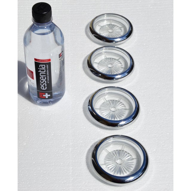 Metal 1980s Leonard Style Italy Silverplate & Crystal Wine Glass Coasters- Set of 4 For Sale - Image 7 of 12