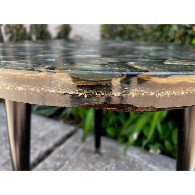 Black Abalone MCM Side Table For Sale - Image 8 of 9