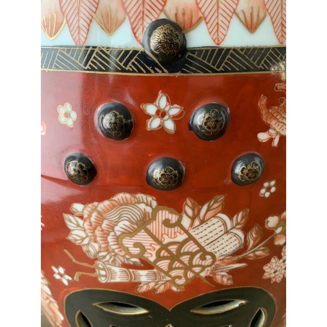 Black Mid 20th Century Chinese Crimson & Black Porcelain Garden Seat For Sale - Image 8 of 13