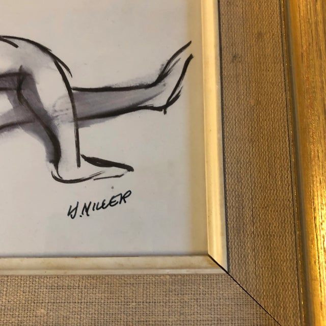 Abstract 1950’s Original Modernist Abstract Expressionist Female Nude Painting Vintage Frame Signed For Sale - Image 3 of 5