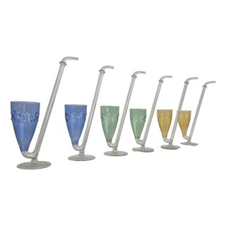 Filigree Mouth-Blown Cognac Glasses from Lauscha, 1960s, Set of 6 For Sale
