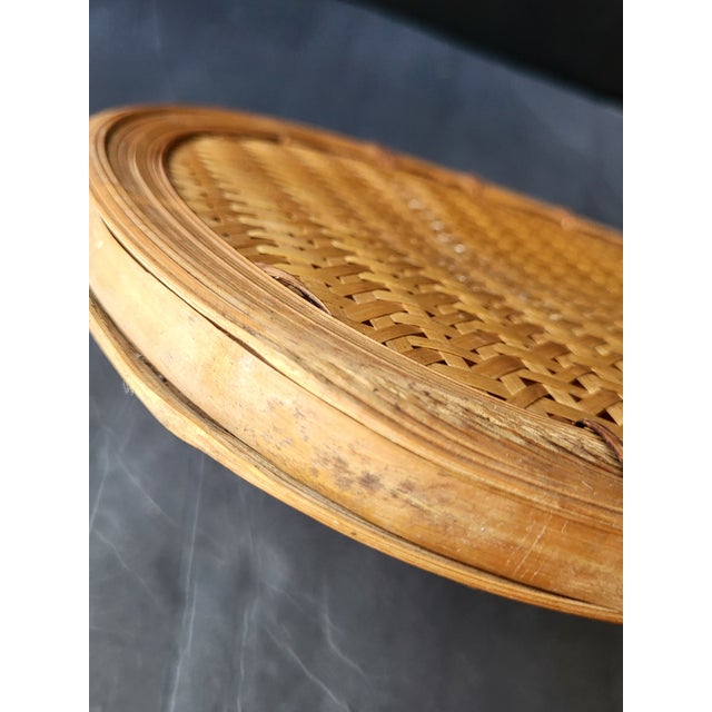 Mid 20th Century Handwoven Bamboo Wicker Rug Beater For Sale - Image 12 of 16