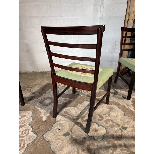 Mid 20th Century Set of 8 High Ladder Back Rosewood Tapestry Leg Dining Chairs For Sale - Image 12 of 17