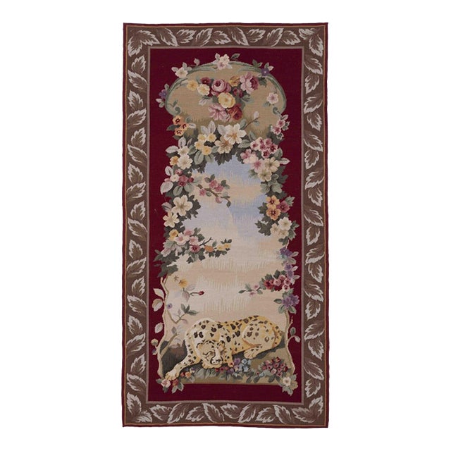 Cheetah Portiere II Needlepoint Tapestry - 188 X 93 Cm (6'2" X 3'1") - Requires Rod Size 2 For Sale