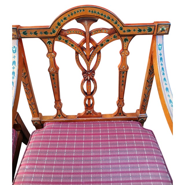 1950s 1950s A Touch of Neoclassical Elegance: Pair of English Adam Style Armchairs For Sale - Image 5 of 12