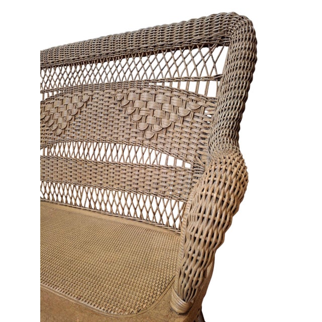 Victorian Wicker Settee/Loveseat For Sale - Image 9 of 12