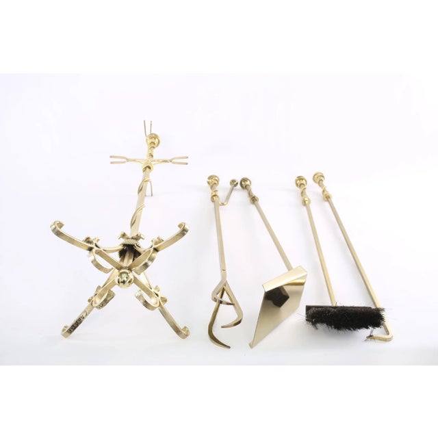 Metal Mid 20th Century European Brass Fireplace Tool Accessories - 5 Pieces For Sale - Image 7 of 10