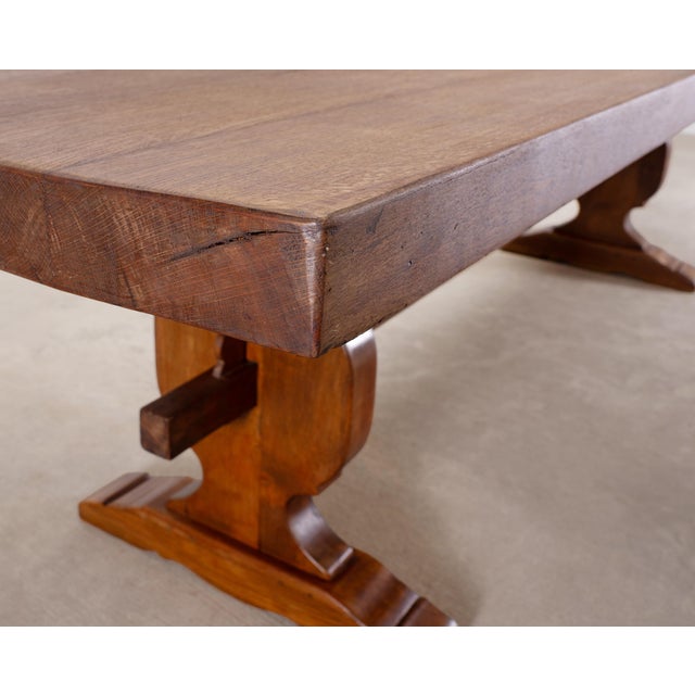 Country French Provincial Oak Farmhouse Trestle Dining Table 10 Ft For Sale - Image 17 of 18