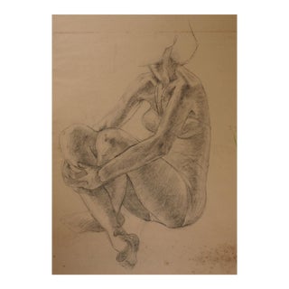 Vintage Mid Century Charles Normann Female Charcoal Study Drawing For Sale