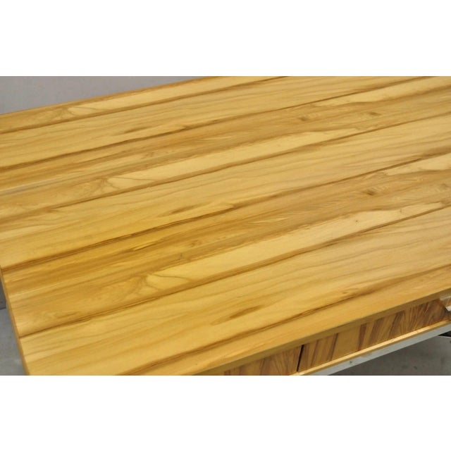 Early 21st Century Century Furniture Modern Chrome and Zebra Wood Metal Base Desk Table 849-761 For Sale - Image 5 of 12