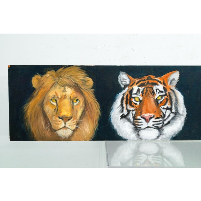 A contemporary fantasy sci-fi acrylic oil painting on panel titled “Lion, Tigers, Bears, and Oh My Bot” by Lauren Briere....