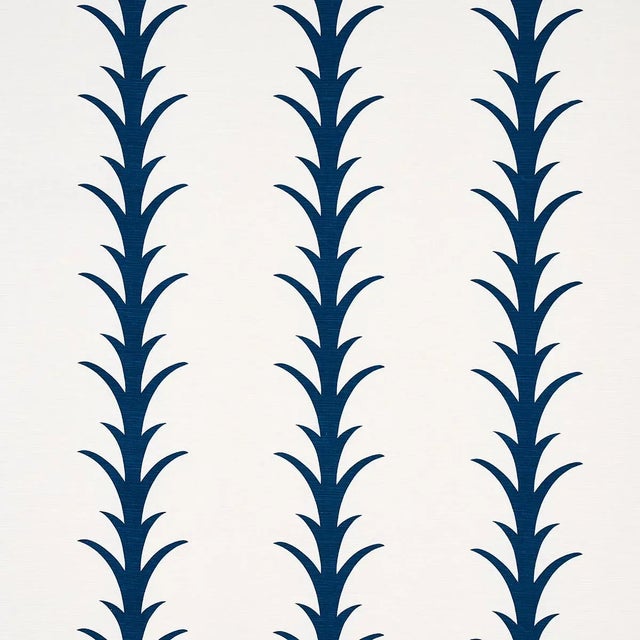 2020s Schumacher X Celerie Kemble Acanthus Stripe Fabric in Navy For Sale - Image 5 of 5