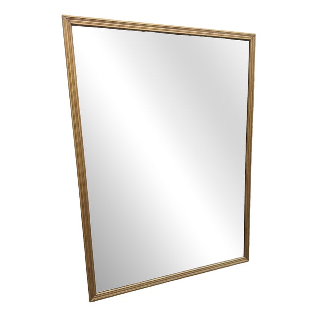 Large Antique 19th Century English Gilt Ribbed Framed Mirror For Sale