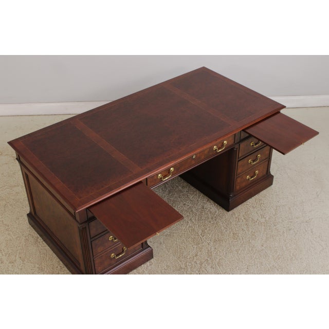 Wood Councill Business Large Walnut Executive Office Desk For Sale - Image 7 of 18