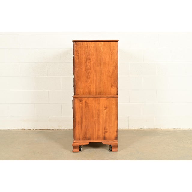 Chippendale Solid Maple Highboy Dresser by Kling, Circa 1960s For Sale - Image 11 of 13