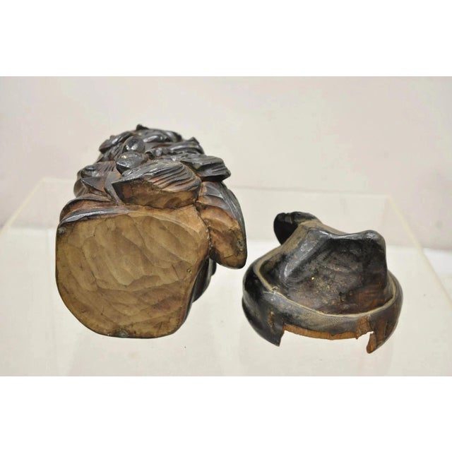 19th C European Black Forest Figural Wood Carved Bearded Man Lidded Tobacco Jar For Sale - Image 9 of 12