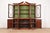 1940s Baker Furniture Style Georgian Carved Mahogany Hand Painted Breakfront Bookcase Cabinet, Circa 1940s For Sale - Image 5 of 15