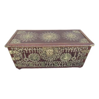 Antique Brass Adorned Zanzibar Trunk For Sale