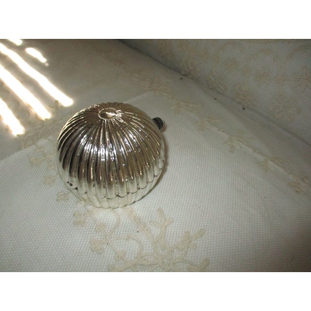1940s Vintage German Glass Diorama Ribbed Back Wired Yellow Ball Christmas Ornament For Sale - Image 5 of 5