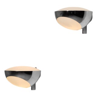 Chrome Wall Sconces attributed to Max Ingrand for Fontana Arte, Italy, 1963, Set of 2 For Sale