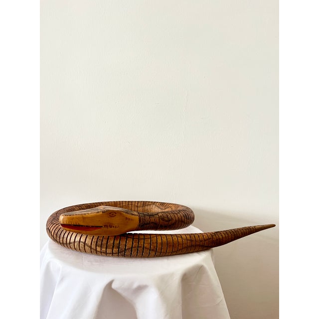 Vintage Articulated Wooden Hand Painted Snake Sculpture, South America, 1980s For Sale - Image 11 of 11