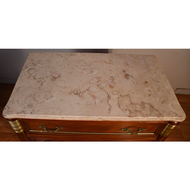 1920s Antique French Louis XVI Mahogany Marble Top Commode Dresser For Sale - Image 14 of 15