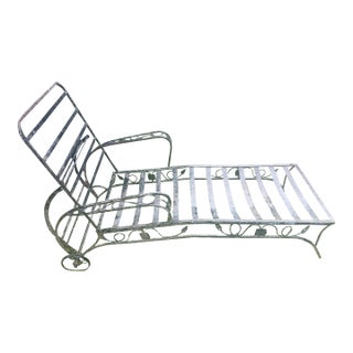 Antique Wrought Iron Rolling Lounge Chair For Sale