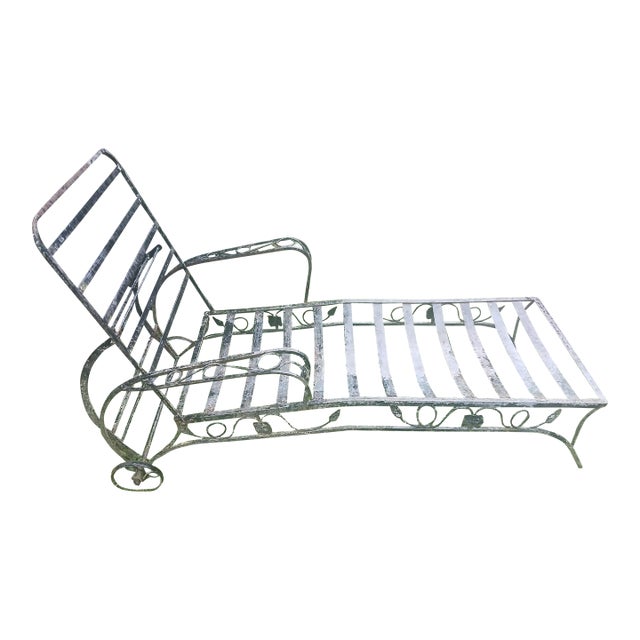 Antique Wrought Iron Rolling Lounge Chair For Sale