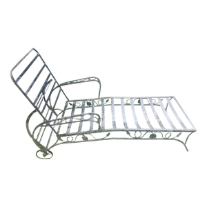Antique Wrought Iron Rolling Lounge Chair