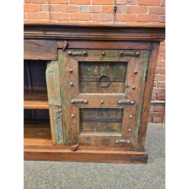 2000 - 2009 Artisan Carved Reclaimed Wood Sideboard For Sale - Image 5 of 8