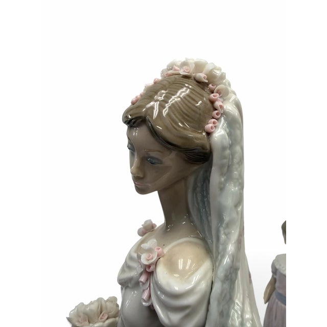 Retired 1980s Lladró "Here Comes the Bride" #1446 Porcelain Figurine Group For Sale In West Palm - Image 6 of 9