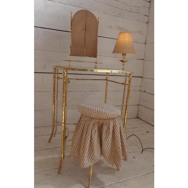 Dressing Table with Lamp and Seat in Faux Bamboo, 1950s, Set of 2 For Sale - Image 12 of 18
