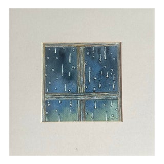 “Rainy Day” Matted Original Watercolor by Nancy Smith For Sale