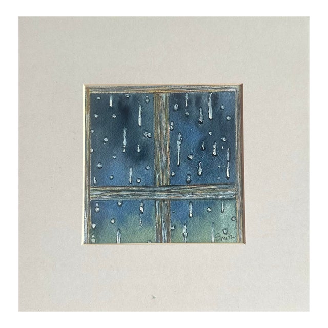 “Rainy Day” Matted Original Watercolor by Nancy Smith For Sale