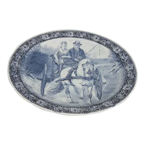 Boch Delft Blue Ceramic Bride and Groom Extra Large Plate Holland