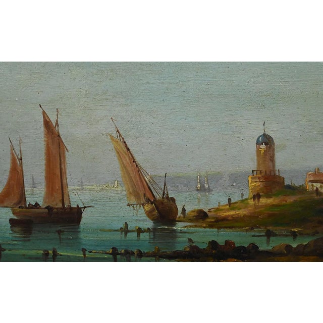 French School Artist, Sailboats on the Mediterranean, Oil on Panel, 19th Century, Framed For Sale - Image 8 of 18