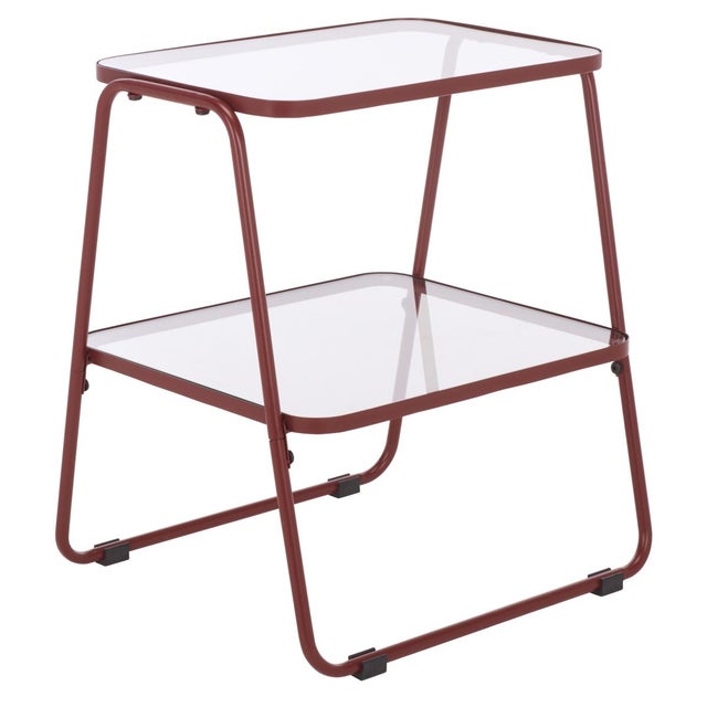 Zunia 2 Tier Accent Table in Brick Red For Sale In Philadelphia - Image 6 of 8
