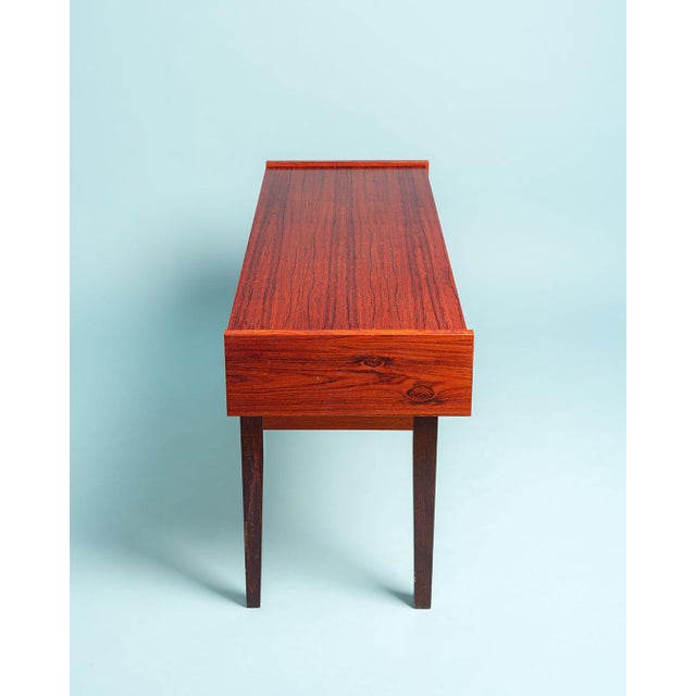 Rosewood Veneered Mirror and Console Table with Steel Metal Inserts from Pedersen & Hansen, 1960s, Set of 2 For Sale - Image 9 of 15