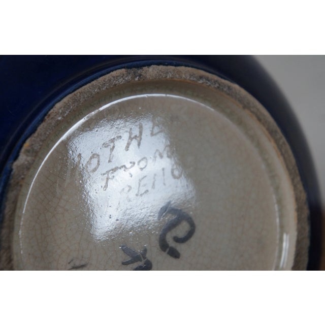 Navy Blue Antique Japanese Meiji Era Porcelain Satsuma Figural Kutani Vase Fu Dogs Geisha For Sale - Image 8 of 13