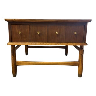 MCM Lane Furniture Walnut Ceramic Top Coffee Table For Sale